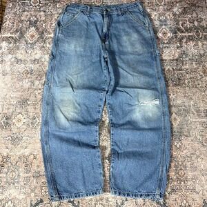 Real Ranch Jeans Men's 32x27 Blue Cotton Denim Straight Carpenter Faded Workwear